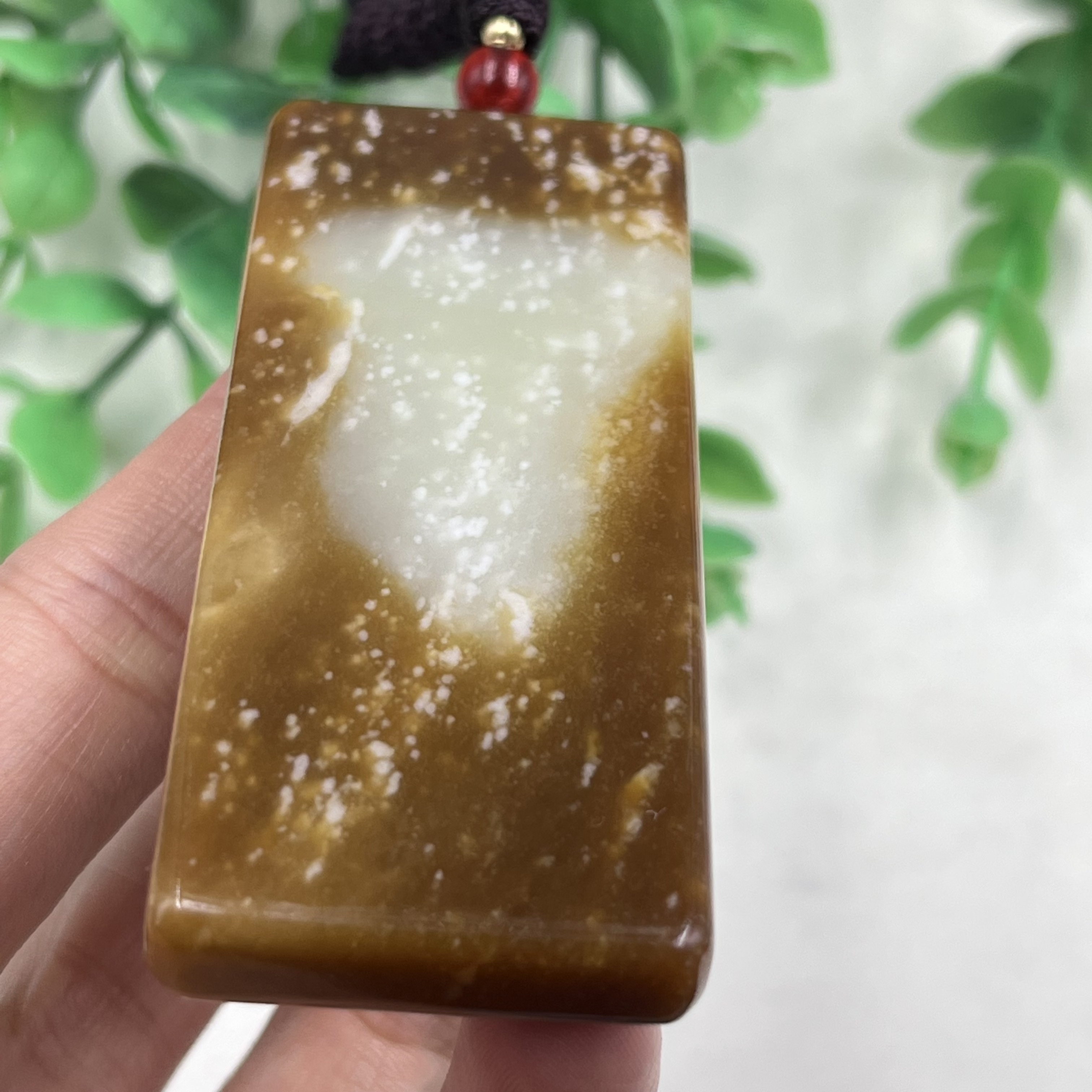 新疆和田玉糖白玉且末平安牌牛轧糖意境 如意吊坠包邮48克带证书