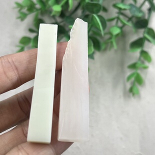 2件价新疆和田玉白玉冰透书签边角料玉石料长条牌子下脚料包邮