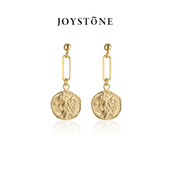 JOYSTONE意大利金币耳环拼接复古高级感潮镀18k金小众长款 耳坠女