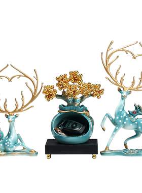 金珠钱袋福鹿摆件招财置物