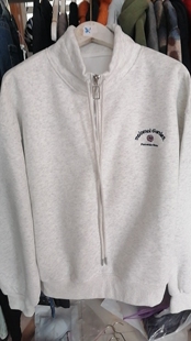 半拉链玫瑰刺绣卫衣不加绒