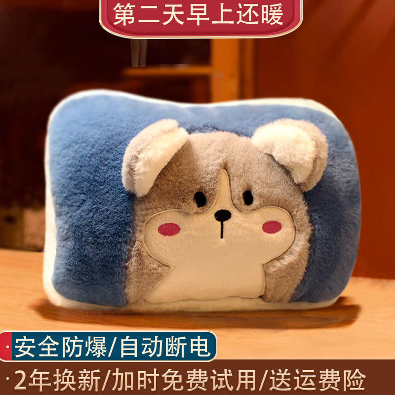 充电热水袋可拆洗暖手宝毛绒双插手暖水袋已注水暖宫暖腹暖宝宝