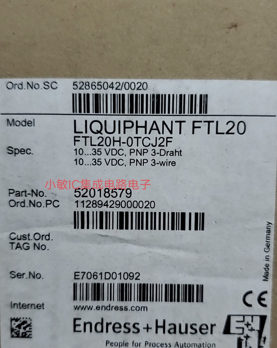 E+H传感器FTL20H-0UPJ2B.FTL20H-0TCJ2D.700-321-1BL00全新询价