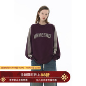 杆条运动复古美纹纸胶带印花情侣长袖 Unvesno T恤