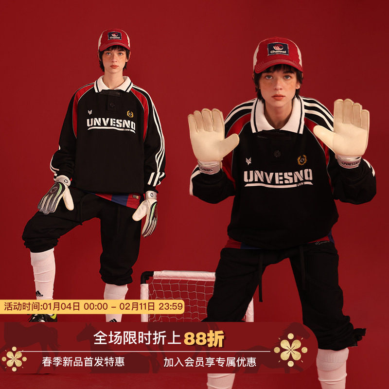 UNVESNO运动复古加绒卫衣