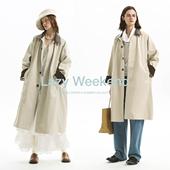 A廓形秋冬风衣 知识分子风中古感匹马棉皮领拼接袖 Unvesno