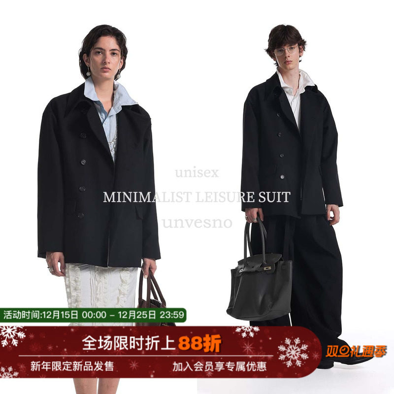 【老钱Row风】Unvesno(UN)老钱风极简廓形休闲西式休闲百搭外套