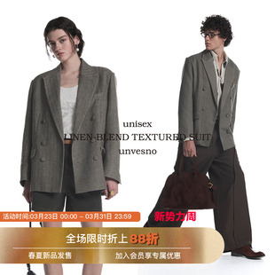 ROW风 高智感亚麻混纺人字花呢肌理感西装 Unvesno 秋季 夹克