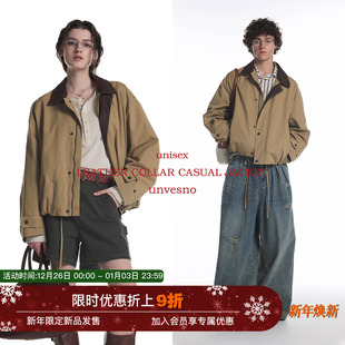 Fit拼皮老钱休闲保暖御寒秋季 明星同款 Barn 短廓夹克 Unvesno