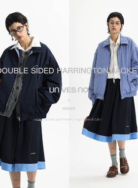 【防水双面穿】Unvesno(UN) 斜纹复古格纹哈灵顿夹克男女外套