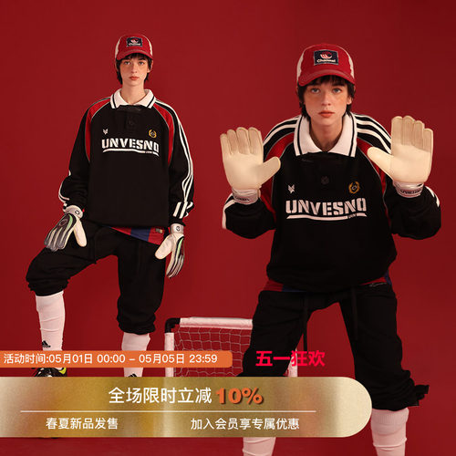 UNVESNO运动复古加绒卫衣