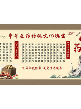 十八反十九畏贴纸望闻问切海报中医诊所中药店装饰画挂图十大名医