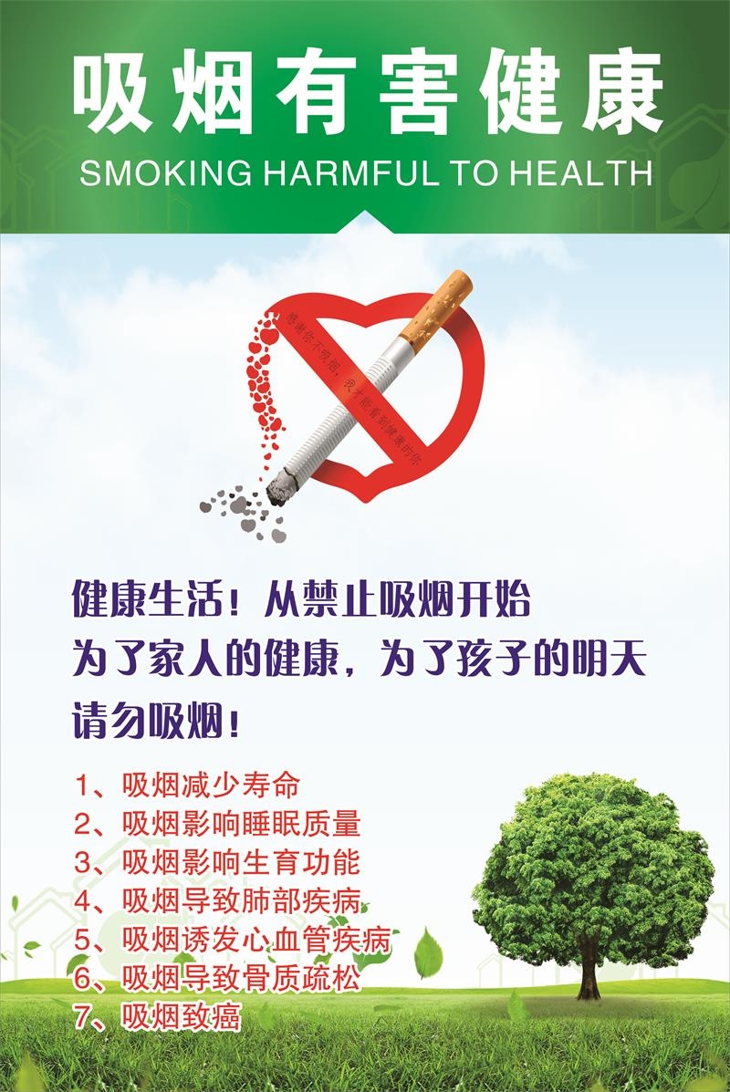 公共场所禁烟戒烟禁止吸烟标语请勿吸烟有害健康宣传画海报墙贴画