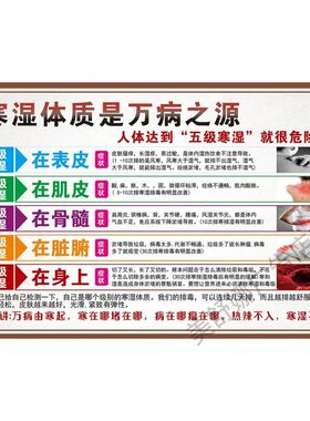 寒湿体质是万病之源海报贴纸排湿寒海报寒湿级别海报健康贴墙挂画
