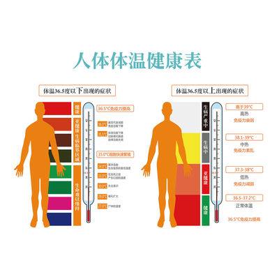 人体体温健康表大图温度决定健康挂图中医馆装饰画医院墙贴壁画纸