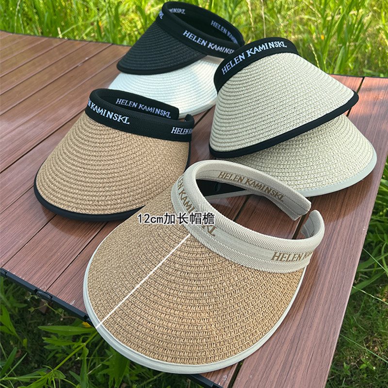 黑胶草帽防晒帽遮阳帽女夏季防紫外线空顶海边夏天骑车太阳帽子