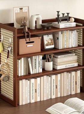 桌面置物架多层简易收纳架书架洞洞板办公室工位整理中古风杯架子