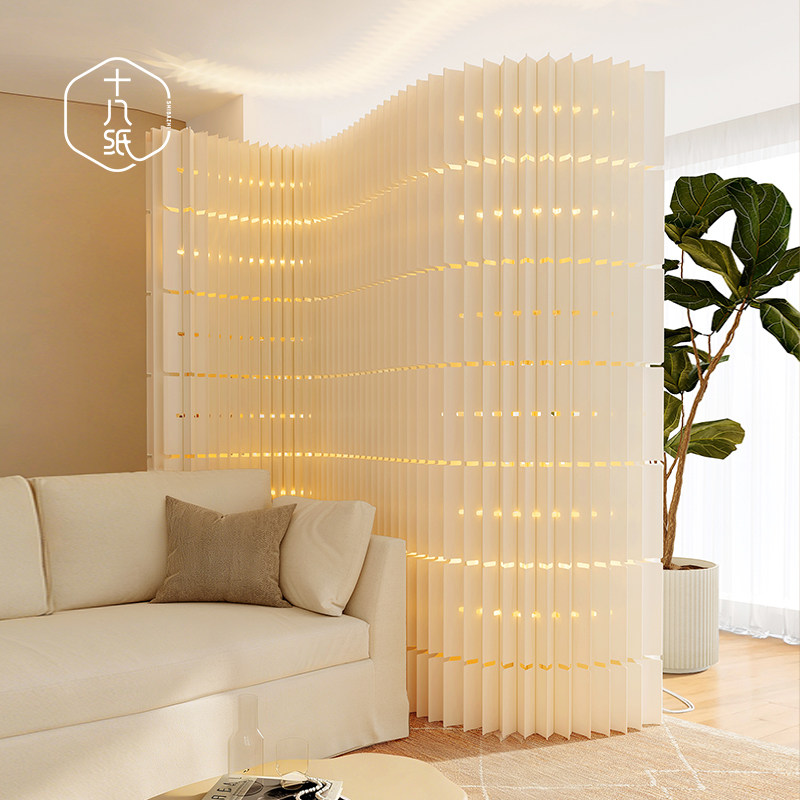 十八纸星序屏风隔断移动纸墙办公室可折叠玄关客厅房间直播背景墙