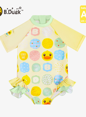 B.Duck儿童泳衣女孩婴幼儿宝宝2岁3岁小童连体新款泡温泉游泳装备