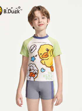 B.Duck儿童泳衣男童分体新款中小童游泳衣青少年速干泳衣泳裤套装