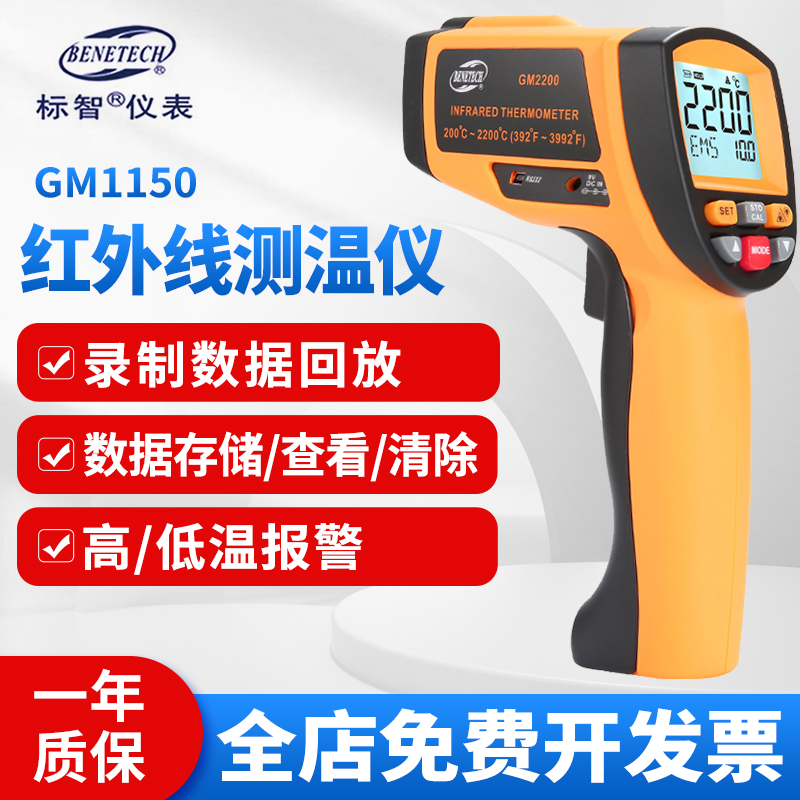 标智GM1150高温温度计手持测温枪工业用高精度红外线测温仪铁水