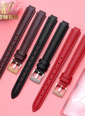 代用Casio卡西欧手表带SHE-4029女表链头层牛皮红色12*8mm