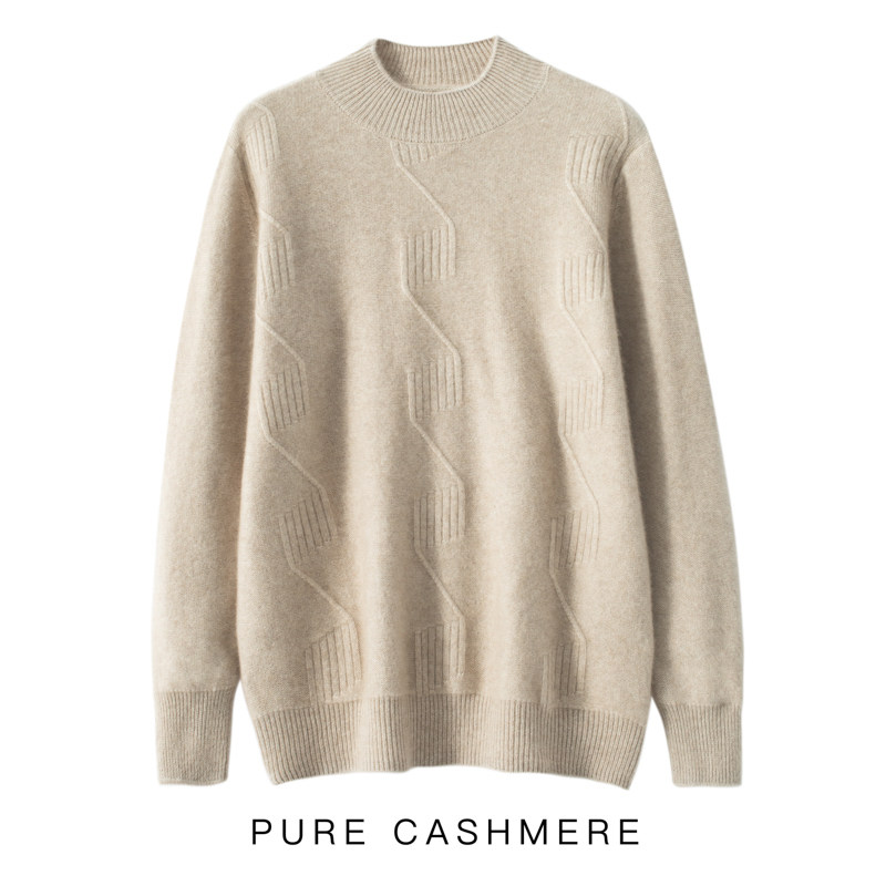 100 PURE CASHMERE FALL|WINTER 2022 SEMI-TURTLENECK CASHMERE SWEATER MENS PADDED SWEATER LOOSE AND VERSATILE BASE LAYER TREND