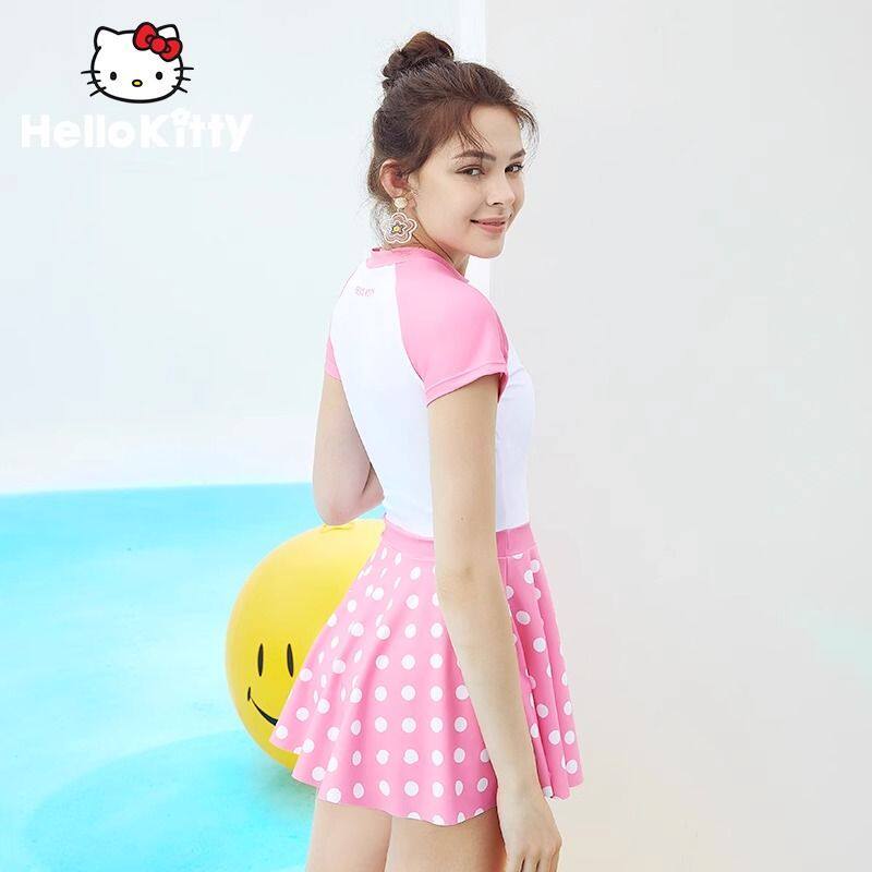HelloKitty成人连体泳衣女士2026新款泡温泉大童女孩防晒游泳衣