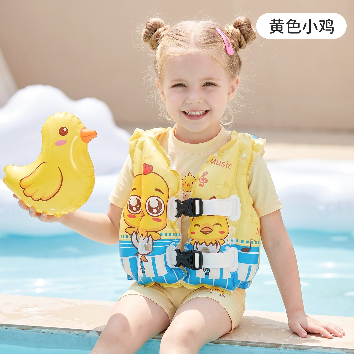 儿童救生衣游泳圈浮力充气背心小孩浮圈泳衣马甲泳圈初学游泳装备