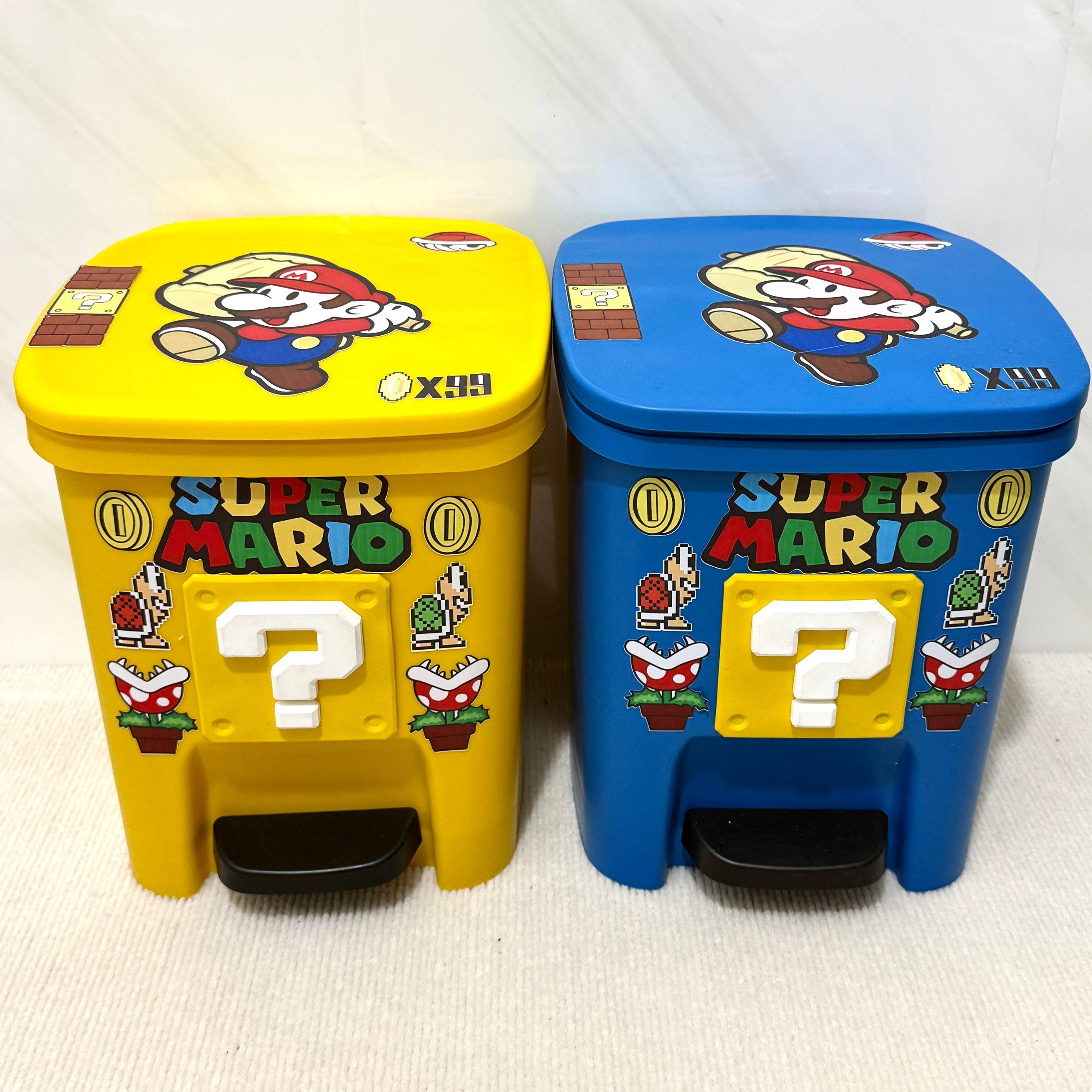 卡通马里奥高颜值垃圾桶可爱家用卧室客厅脚踩踏式带盖大号大容量