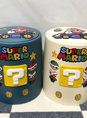 卡通马里奥垃圾桶废纸篓大号容量家用卧室带盖按压式办公室卫生间