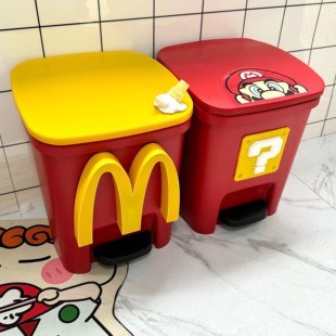 麦当劳垃圾桶高颜值可爱大容量脚踏式带盖家用卧室客厅创意卫生间