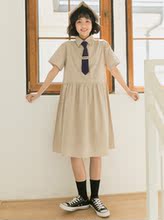 森女系港风小个子polo女夏连衣裙1