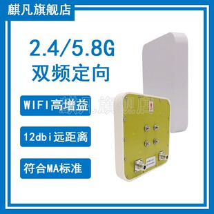 wifi6双极化定向天线 煤安本安防水防静电防火阻燃两端口双端口12dbi平板天线 天线 2.4G5.8G双频矿用煤矿版