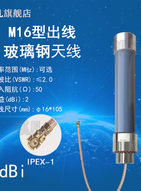 M16*1.0型AP基站网关防水盒外置天线2.4G 3G4G 433M470-510M868M915M出线天线 WiFi LoRa NB玻璃钢一体式天线