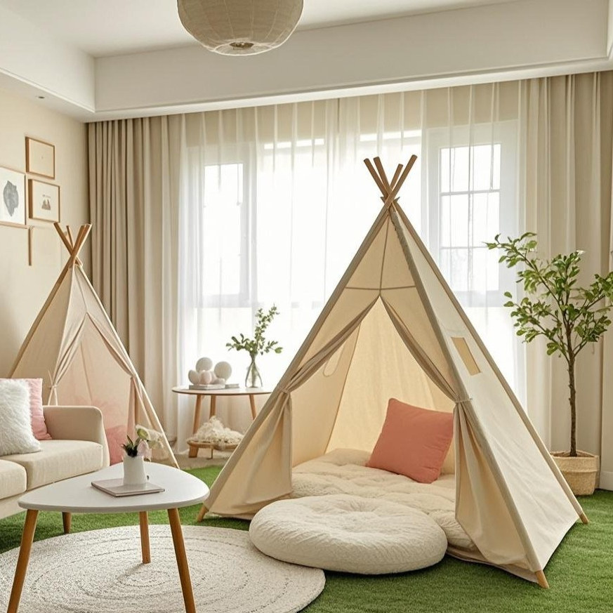 一件代发室内露营帐篷印第安风野餐野营装饰小房子毯子折叠便携式