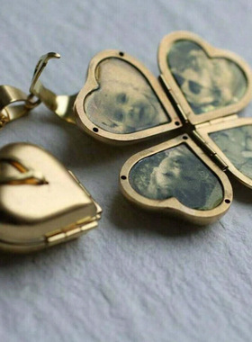 亚马逊跨境新款刻字爱心桃心不锈钢项链可打开相框相盒银金色女款