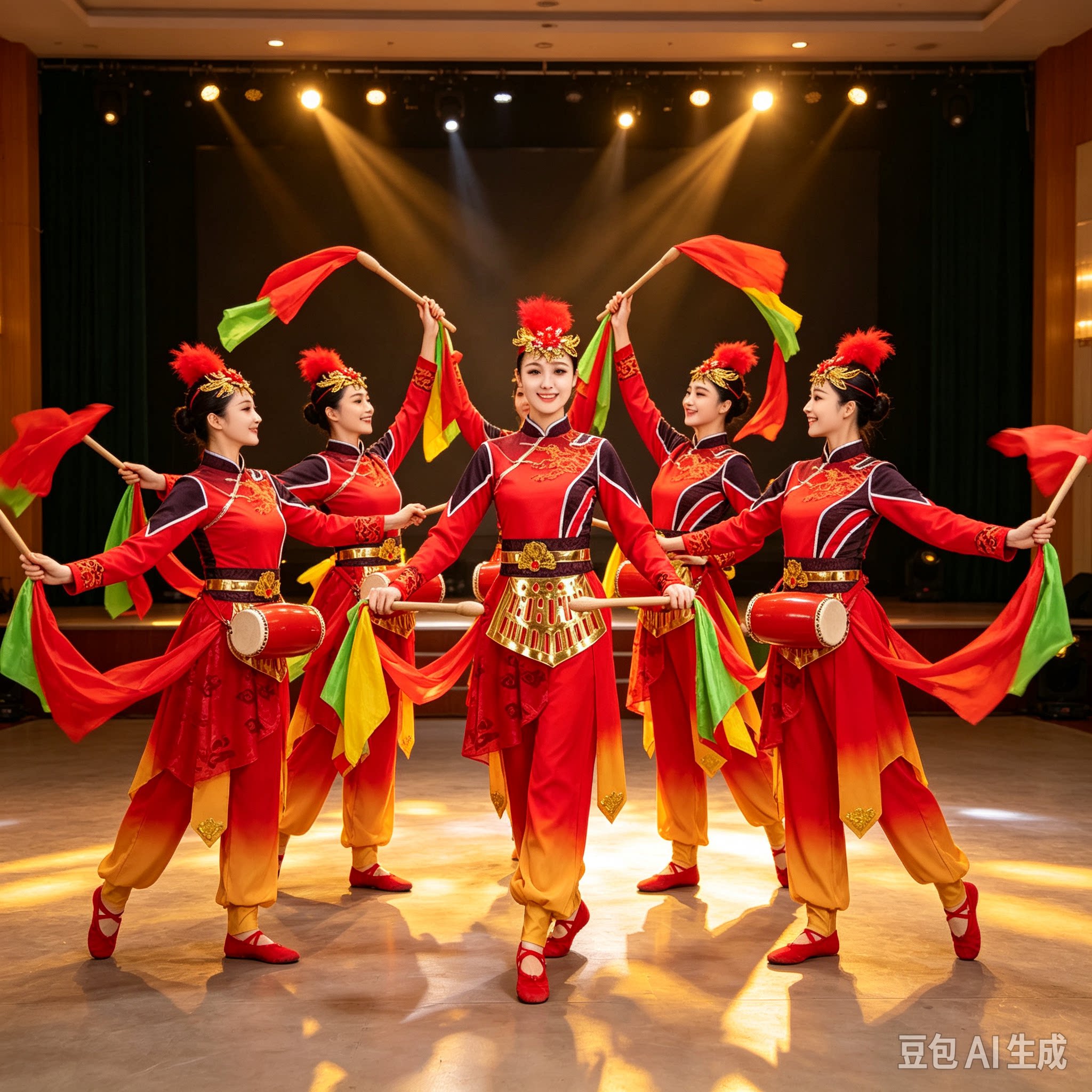 2026新款打鼓演出服装喜庆男女开场舞大鼓威风锣鼓腰鼓舞表演服装
