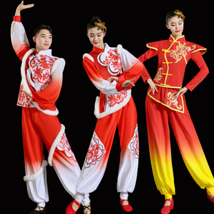 2025新款冬秧歌演出服女中国风打鼓盘鼓腰鼓锣鼓队喜庆灯笼舞服装
