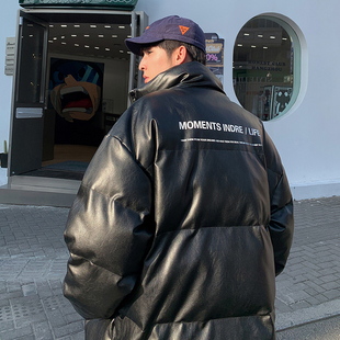 皮棉衣男冬季男款皮面面包服美式潮牌高街男生棉袄情侣棉服外套