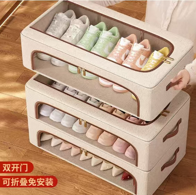 天山棉麻鞋子收纳神器可视可折叠