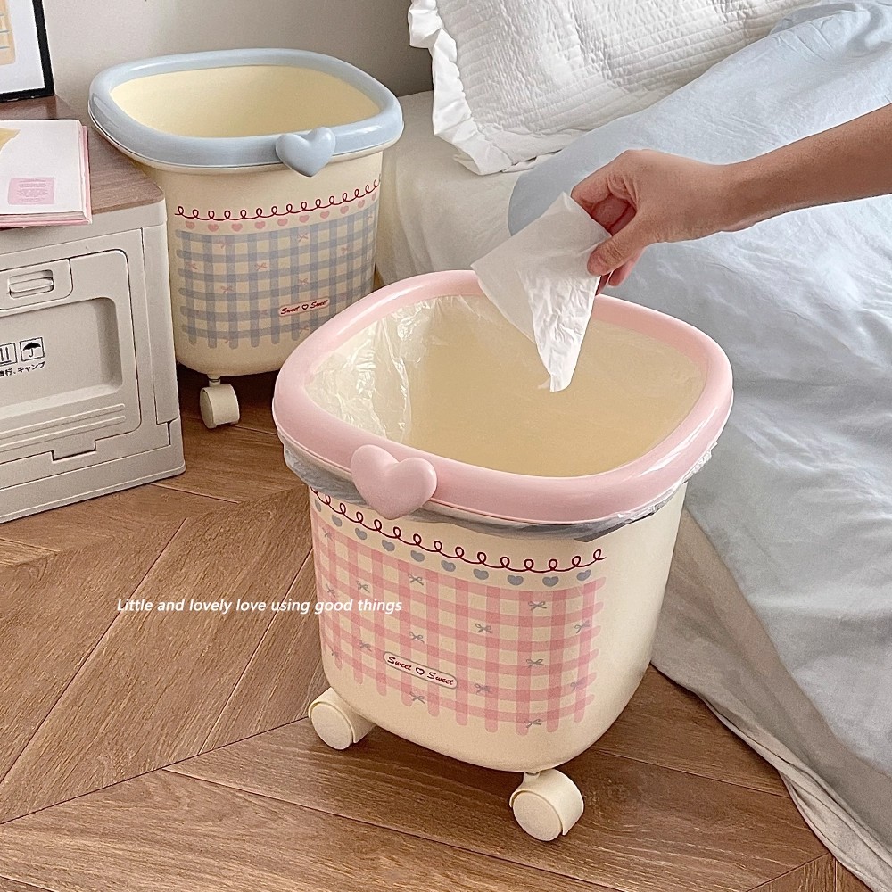 垃圾桶2025新款带滑轮家用客厅卧室儿童房大容量宿舍可爱高颜值