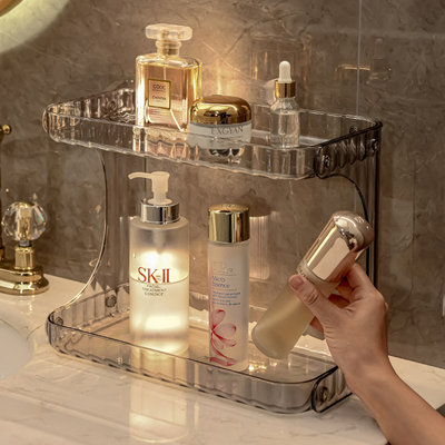 轻奢卫生间双层置物架洗漱台面化妆品收纳盒浴室用护肤品收纳架子