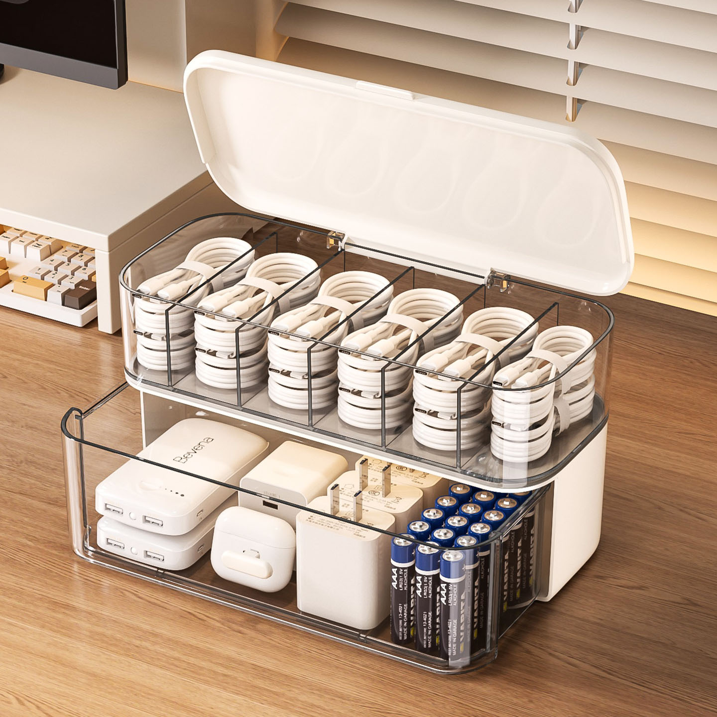 家用数据线充电头理线收纳盒