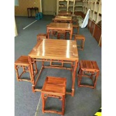 白酸枝奥氏黄檀休闲桌五件套四方桌茶桌清式 雕花鸟红木 明式