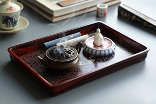 印度小叶紫檀托盘家用茶室红木茶盘高端奢华檀香木文承盘百寿香盘