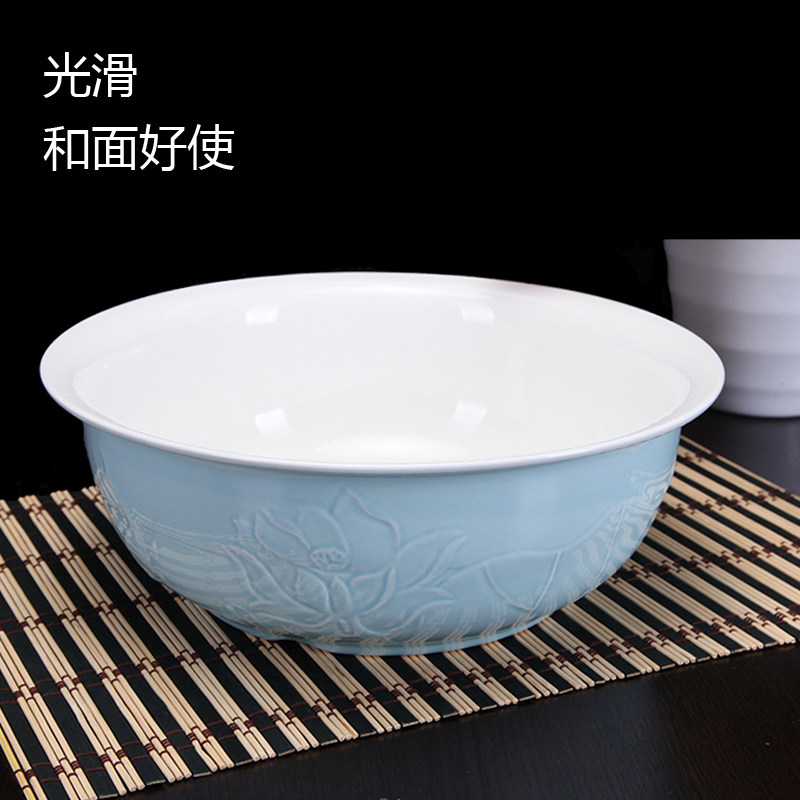 加厚揉面盆陶瓷盆和面盆厨房老式加深陶瓷大号家用洗菜盆发面盆