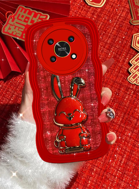 波浪红色小香风支架适用华为荣耀X30/x40/x50手机壳新年100/200PRO本命年nova12华为畅享60x女v20畅玩30PLUS