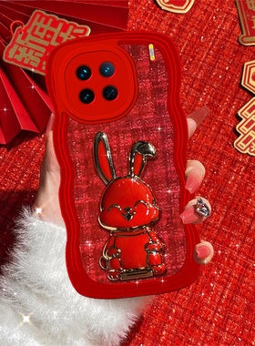 波浪红色小香风支架适用vivoX90手机壳x100pro新款iqooneo7/8网红6/5se/s15e本命年x30女款y78+龙年80秋冬s17