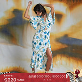 DVF度假荷叶袖 海岛度假 茶歇裙复古绉纱连衣裙DS1S055